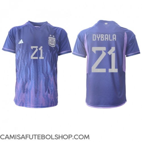 Camisa de time de futebol Argentina Paulo Dybala #21 Replicas 2º Equipamento Mundo 2022 Manga Curta